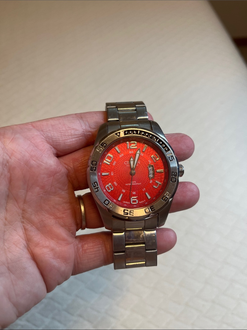 Croton Aquamatic Men's Stainless Steel Watch with Red Dial
